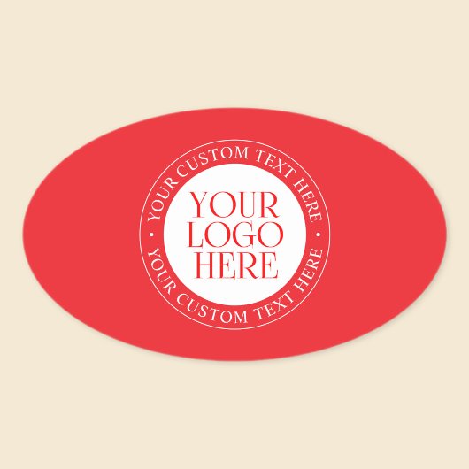 Ihr Logo oder anderes Bild | Weihnachtsrot und Wei Ovaler Aufkleber
