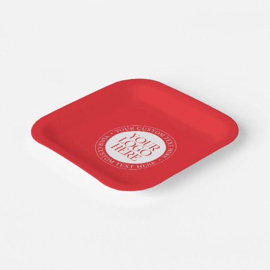 Ihr Logo oder anderes Bild | Weihnachtsrot und Wei Pappteller (Gewinkelt)