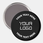 Ihr Logo oder Bild & bearbeitbarer Text | Schwarz Magnet (Vorderseite/Rückseite)