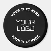 Ihr Logo oder Bild & bearbeitbarer Text | Schwarz Magnet (Vorne)