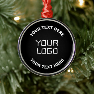 Ihr Logo oder Bild & bearbeitbarer Text Schwarz Ornament Aus Metall