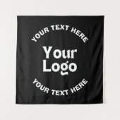 Ihr Logo oder Bild & bearbeitbarer Text | Schwarz Wandteppich (Vorderseite)