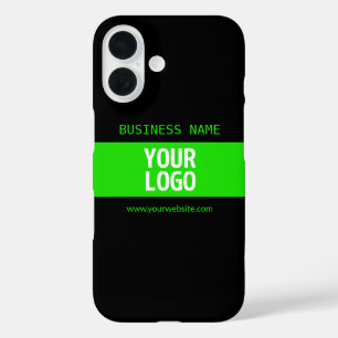 Ihr Logo oder Bild Schwarz und Hellgrün iPhone 16 Hülle