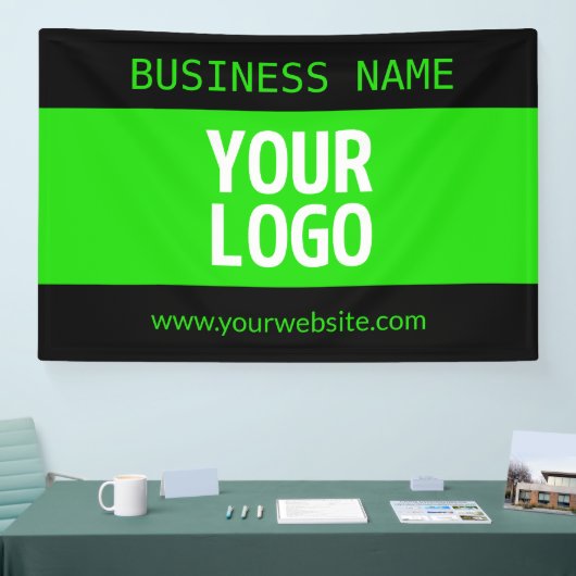 Ihr Logo oder Bild | Schwarz-Weiß-Grün Banner (Messe)