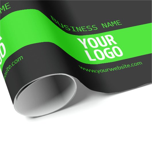 Ihr Logo oder Bild | Schwarz-Weiß-Grün Geschenkpapier (Rolleneckpunkt)