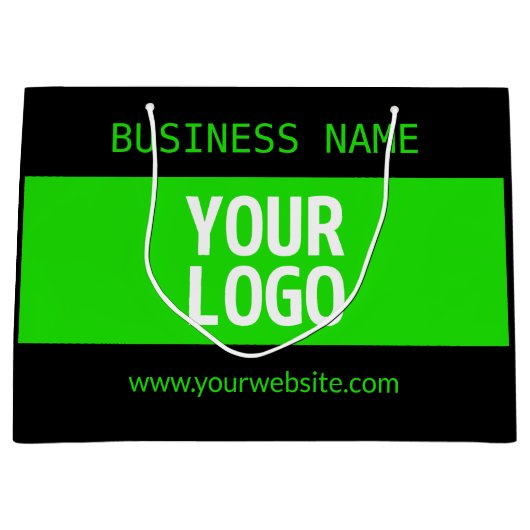 Ihr Logo oder Bild | Schwarz-Weiß-Grün Große Geschenktüte (Vorderseite)