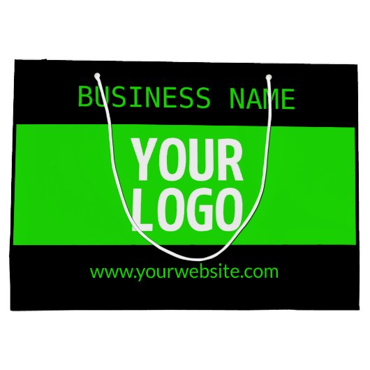 Ihr Logo oder Bild | Schwarz-Weiß-Grün Große Geschenktüte (Rückseite)