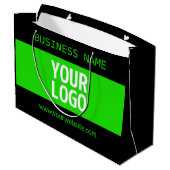 Ihr Logo oder Bild | Schwarz-Weiß-Grün Große Geschenktüte (Rückseite Schrägansicht)