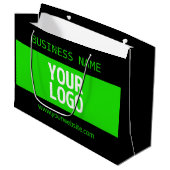 Ihr Logo oder Bild | Schwarz-Weiß-Grün Große Geschenktüte (Vorderseite Schrägansicht)