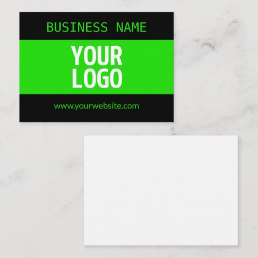 Ihr Logo oder Bild | Schwarz-Weiß-Grün Mitteilungskarte (Vorne/Hinten)
