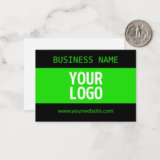 Ihr Logo oder Bild | Schwarz-Weiß-Grün Mitteilungskarte (Vorderseite/Rückseite Beispiel)