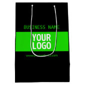 Ihr Logo oder Bild | Schwarz-Weiß-Grün Mittlere Geschenktüte (Rückseite)
