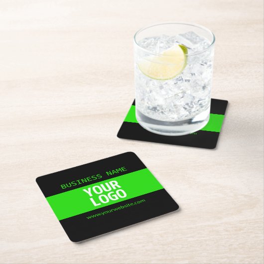 Ihr Logo oder Bild | Schwarz-Weiß-Grün Rechteckiger Pappuntersetzer (Vor Ort)