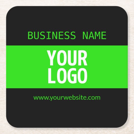 Ihr Logo oder Bild | Schwarz-Weiß-Grün Rechteckiger Pappuntersetzer (Vorderseite)