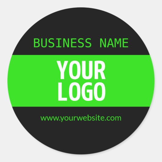 Ihr Logo oder Bild | Schwarz-Weiß-Grün Runder Aufkleber (Vorderseite)
