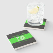 Ihr Logo oder Bild | Schwarz-Weiß-Grün Steinuntersetzer (Seitenansicht)