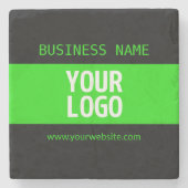 Ihr Logo oder Bild | Schwarz-Weiß-Grün Steinuntersetzer (Vorderseite)