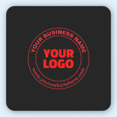 Ihr Logo oder Bild und bearbeitbarer Text, rot ode Quadratischer Aufkleber