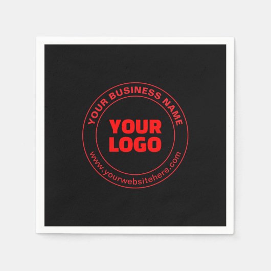 Ihr Logo oder Bild und bearbeitbarer Text, rot ode Serviette (Vorderseite)