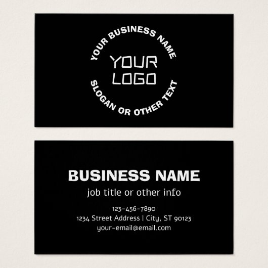 Ihr Logo oder Bild und bearbeiteter Text | Schwarz (Vorne & Hinten)