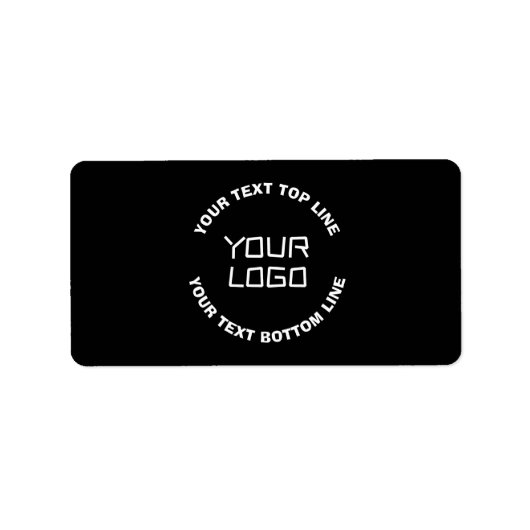 Ihr Logo oder Bild und bearbeiteter Text | Schwarz Adressaufkleber (Vorne)