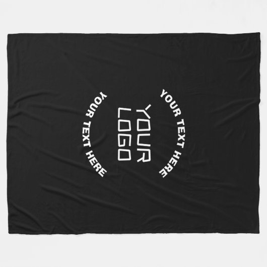 Ihr Logo oder Bild und bearbeiteter Text | Schwarz Fleecedecke (Vorderseite (Horizontal))