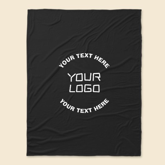 Ihr Logo oder Bild und bearbeiteter Text | Schwarz Fleecedecke