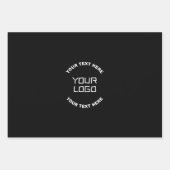 Ihr Logo oder Bild und bearbeiteter Text | Schwarz Geschenkpapier Set (Vorderseite 2)