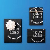 Ihr Logo oder Bild und bearbeiteter Text | Schwarz Geschenkpapier Set