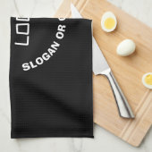 Ihr Logo oder Bild und bearbeiteter Text | Schwarz Geschirrtuch (Viertel Falte)