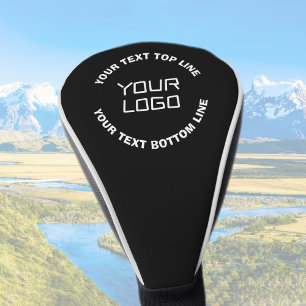 Ihr Logo oder Bild und bearbeiteter Text   Schwarz Golf Headcover
