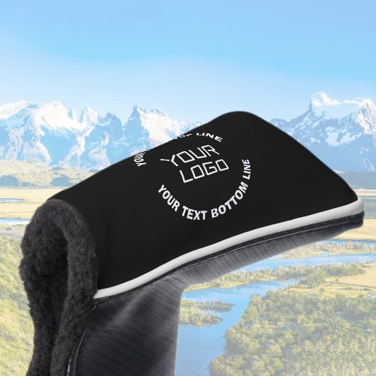 Ihr Logo oder Bild und bearbeiteter Text | Schwarz Golf Headcover