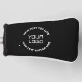 Ihr Logo oder Bild und bearbeiteter Text | Schwarz Golf Headcover (Vorderseite)