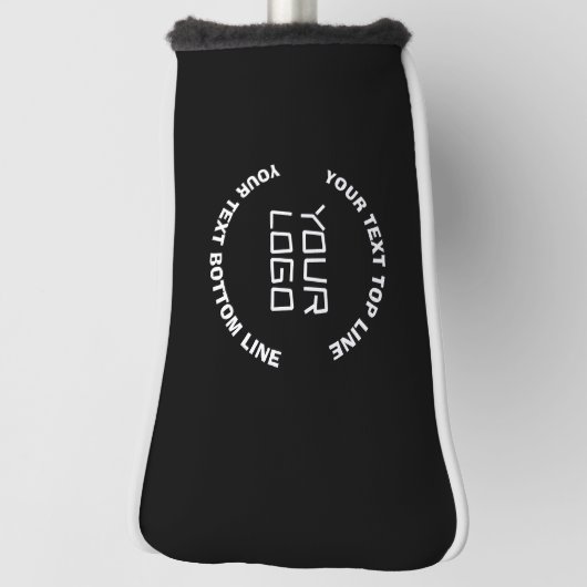 Ihr Logo oder Bild und bearbeiteter Text | Schwarz Golf Headcover (Rotieren 90)