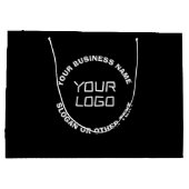 Ihr Logo oder Bild und bearbeiteter Text | Schwarz Große Geschenktüte (Rückseite)