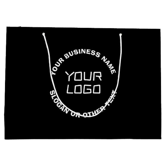 Ihr Logo oder Bild und bearbeiteter Text | Schwarz Große Geschenktüte (Rückseite)