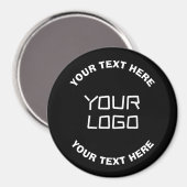Ihr Logo oder Bild und bearbeiteter Text | Schwarz Magnet (Vorderseite/Rückseite)