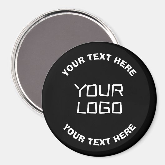 Ihr Logo oder Bild und bearbeiteter Text | Schwarz Magnet (Vorderseite/Rückseite)