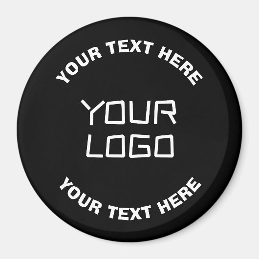 Ihr Logo oder Bild und bearbeiteter Text | Schwarz Magnet (Vorne)