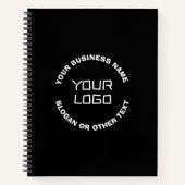 Ihr Logo oder Bild und bearbeiteter Text | Schwarz Notizblock (Vorderseite)
