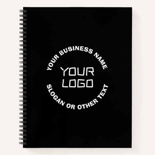 Ihr Logo oder Bild und bearbeiteter Text | Schwarz Notizblock (Vorderseite)