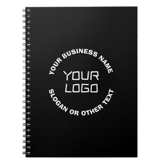 Ihr Logo oder Bild und bearbeiteter Text | Schwarz Notizblock (Vorderseite)