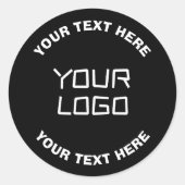 Ihr Logo oder Bild und bearbeiteter Text | Schwarz Runder Aufkleber (Vorderseite)