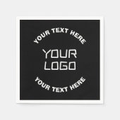 Ihr Logo oder Bild und bearbeiteter Text | Schwarz Serviette (Vorderseite)