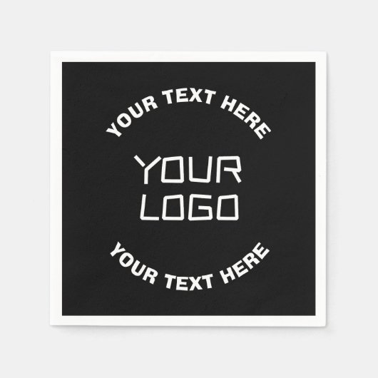Ihr Logo oder Bild und bearbeiteter Text | Schwarz Serviette (Vorderseite)