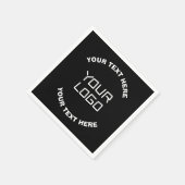 Ihr Logo oder Bild und bearbeiteter Text | Schwarz Serviette (Ecke)