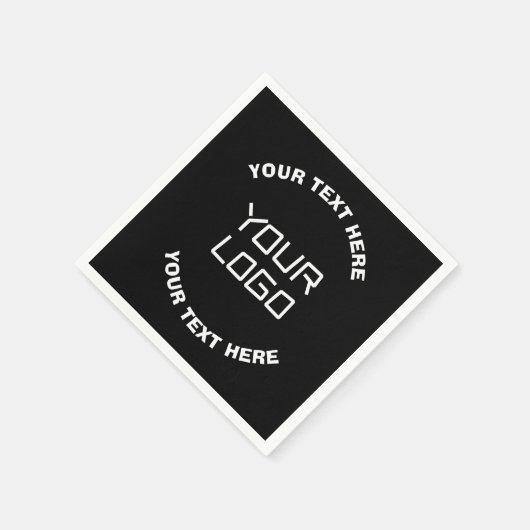 Ihr Logo oder Bild und bearbeiteter Text | Schwarz Serviette (Ecke)
