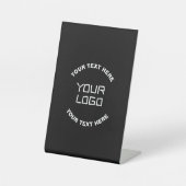 Ihr Logo oder Bild und bearbeiteter Text | Schwarz Sockelschild (Vorderseite)
