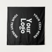 Ihr Logo oder Bild und bearbeiteter Text | Schwarz Wandteppich (Vorderseite (Horizontal))