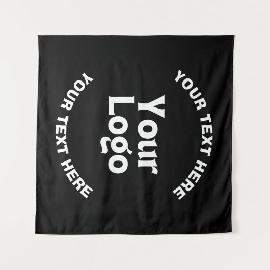 Ihr Logo oder Bild und bearbeiteter Text | Schwarz Wandteppich (Vorderseite (Horizontal))